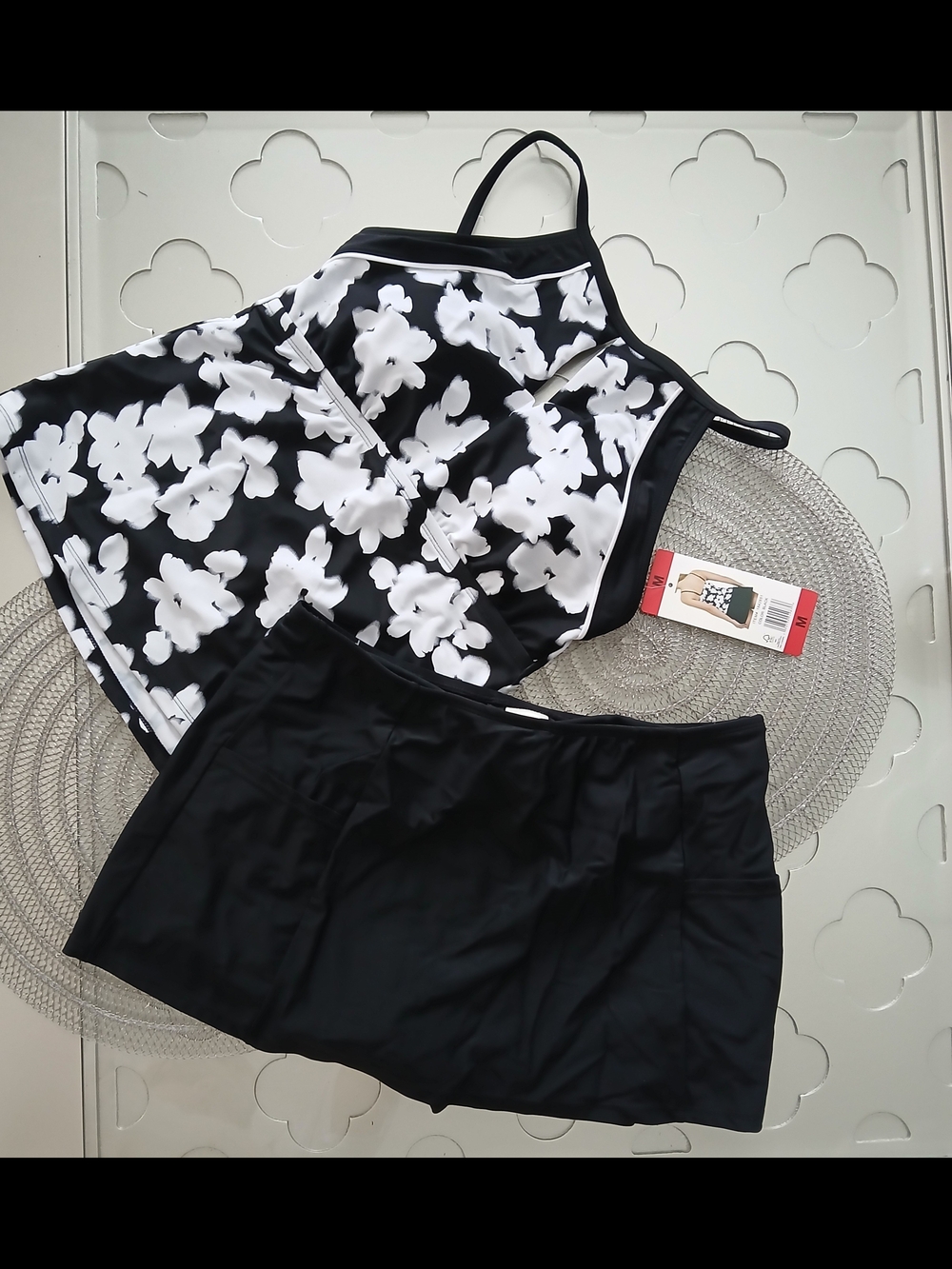 Ellen Tracy Black Swim Set Tankini & Skort